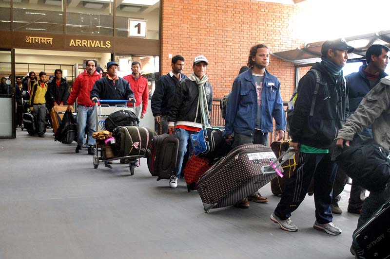 Nepali migrant workers in TIA